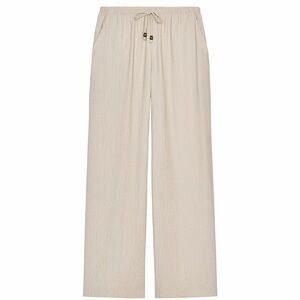 Zara NWT elastic waistband wide leg pants sand color